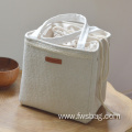 Portable Drawstring Insulated Jute Grocery Cooler Lunch Bag